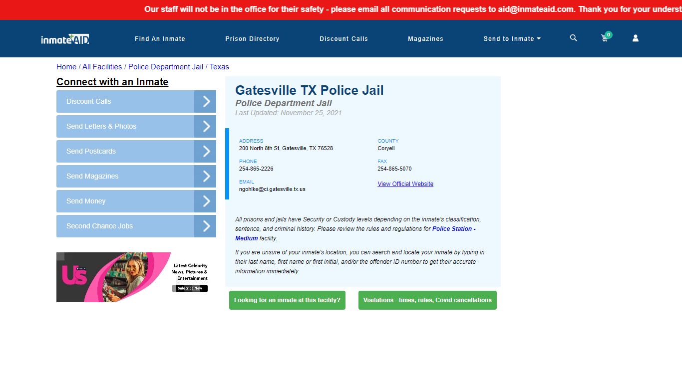 Gatesville TX Police Jail & Inmate Search - Gatesville, TX